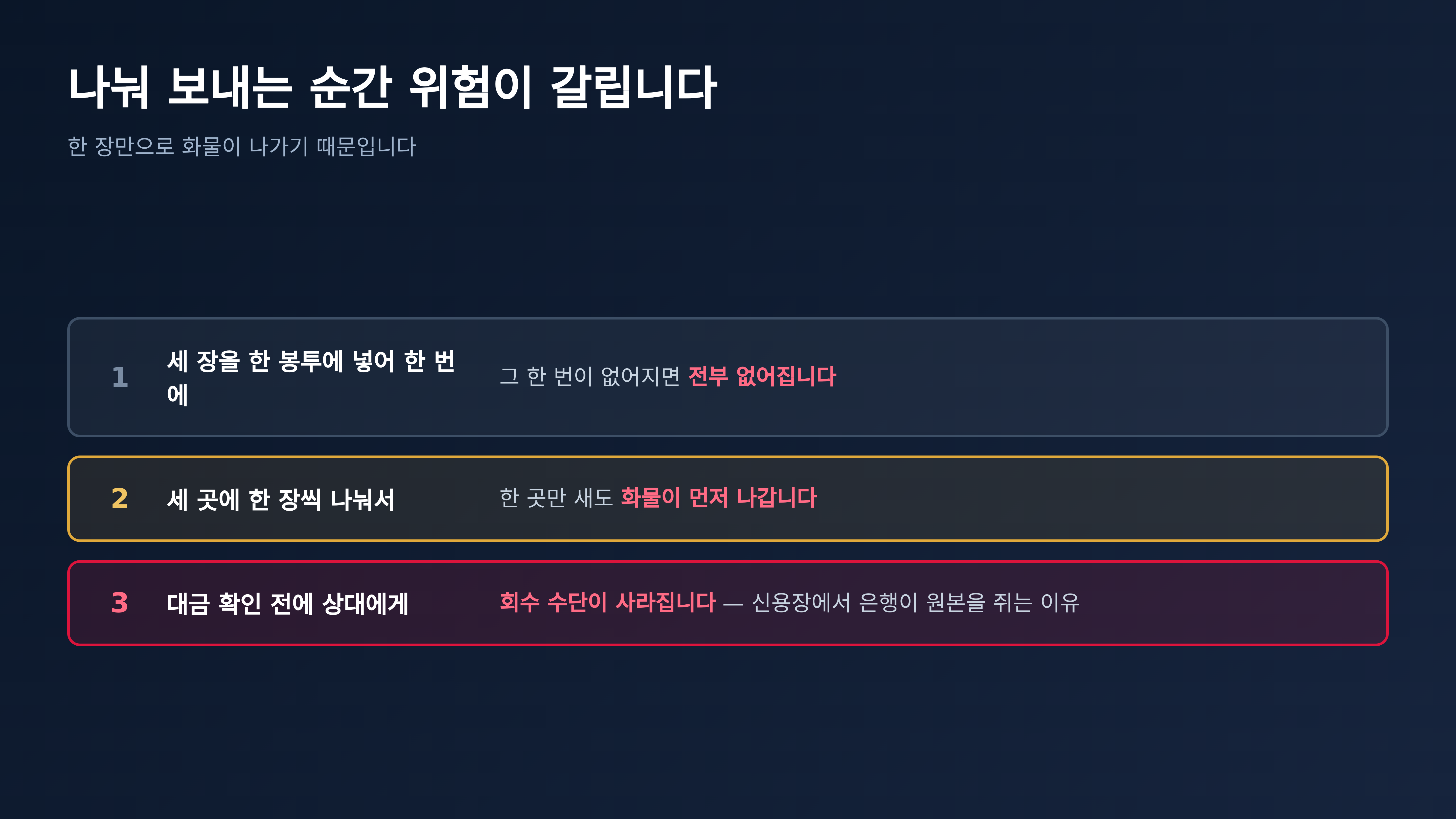 나눠 보내는 방식마다 위험이 다릅니다
