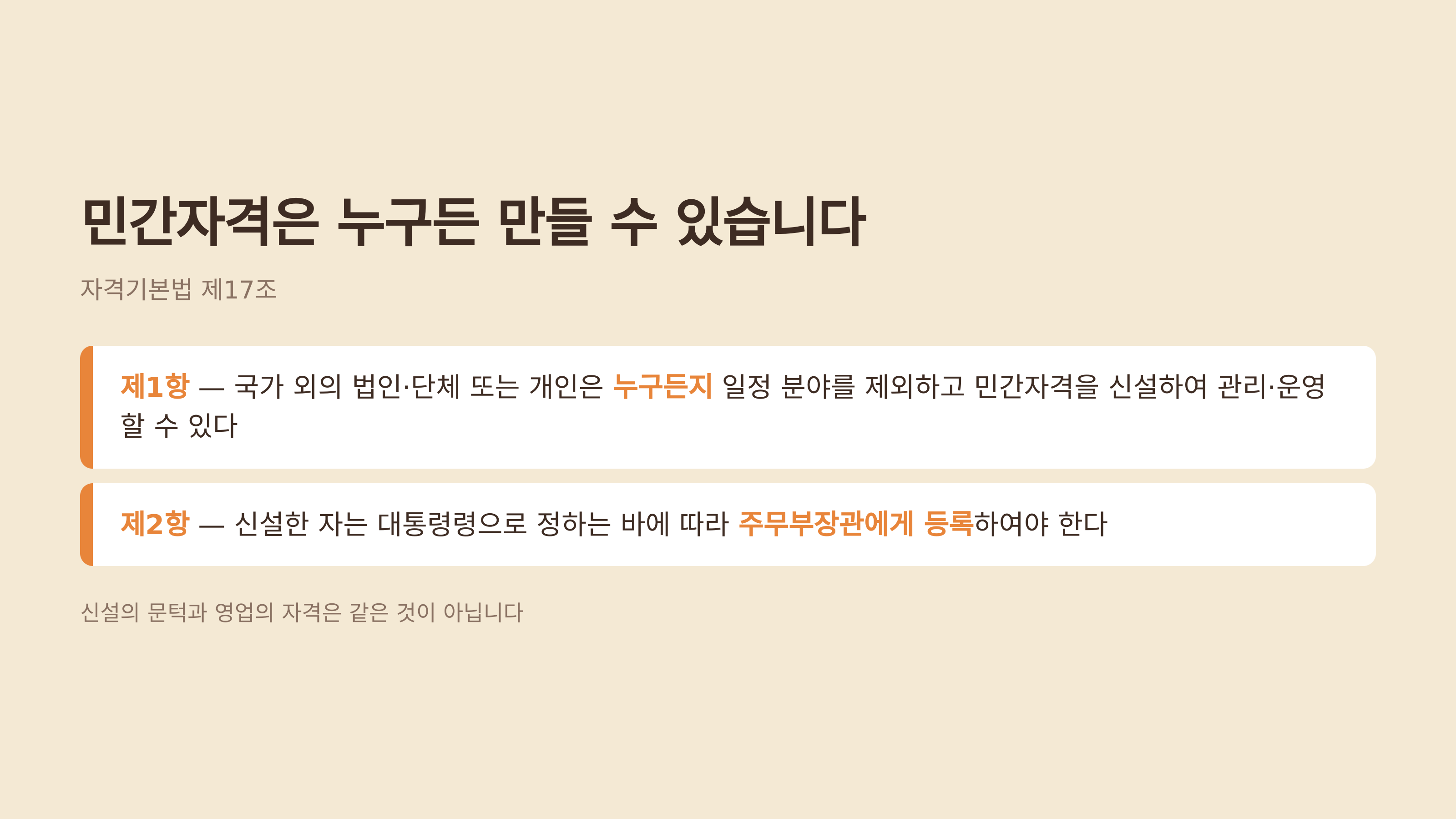 자격기본법 제17조 — 민간자격의 신설과 등록