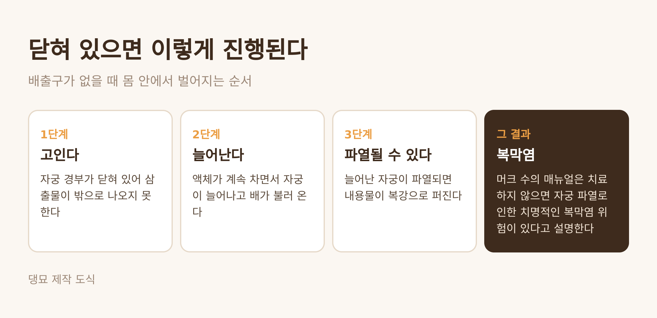 자궁 경부가 닫혀 있을 때의 진행 순서 (댕묘 제작 도식)