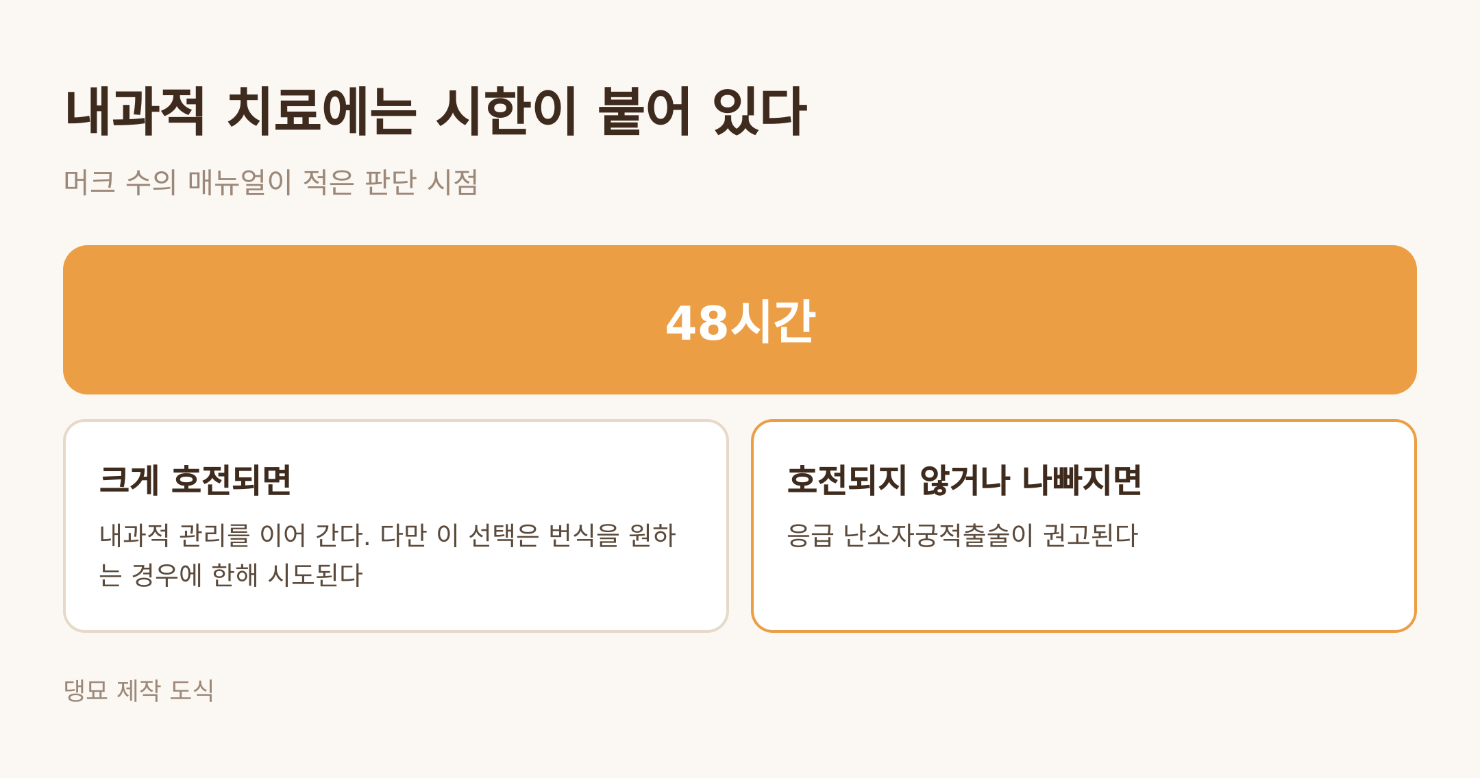 내과적 치료에 붙어 있는 48시간 기준 (댕묘 제작 도식)
