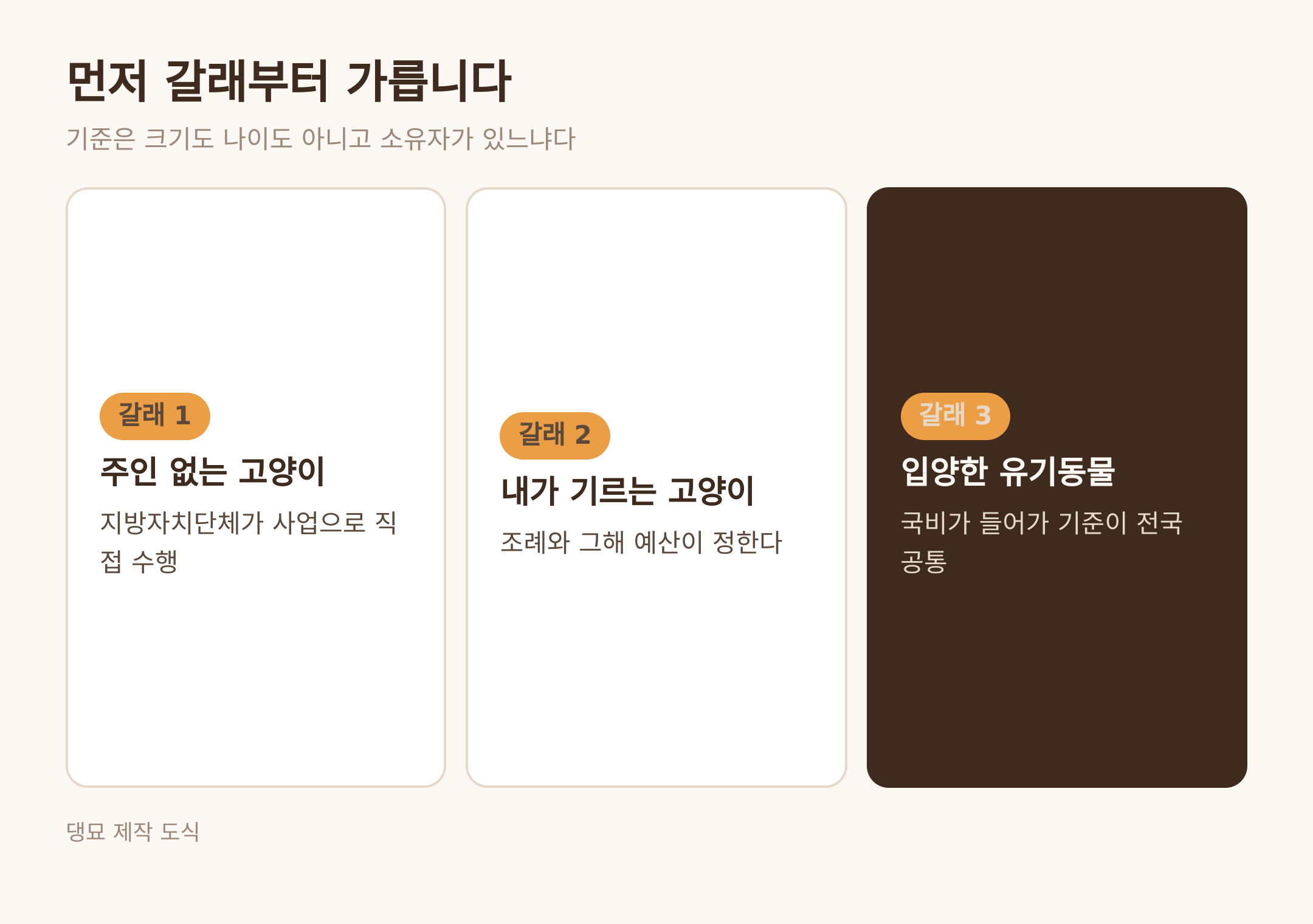 세 갈래를 가르는 기준 · 댕묘 제작 도식