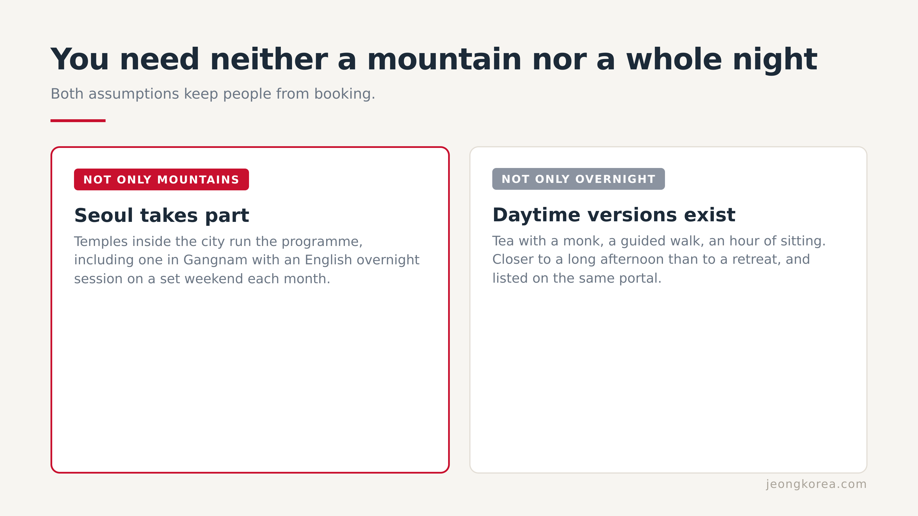 Neither a mountain nor a whole night is required.