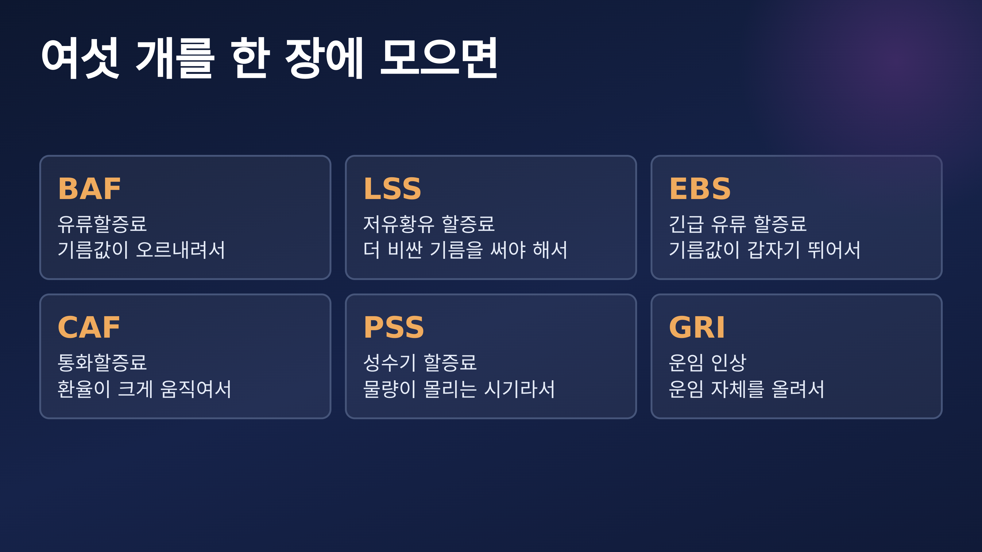 청구서에 자주 보이는 여섯 가지를 한 장에 모은 것