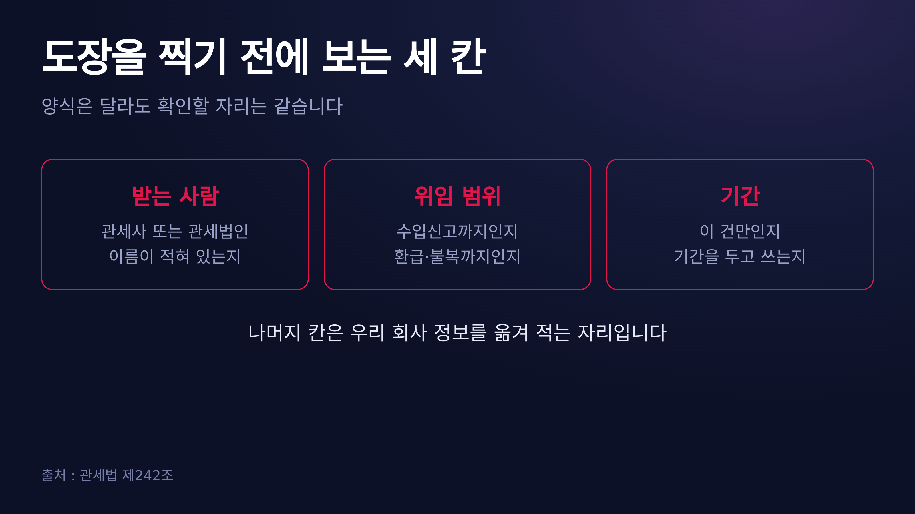 도장을 찍기 전에 보는 세 칸