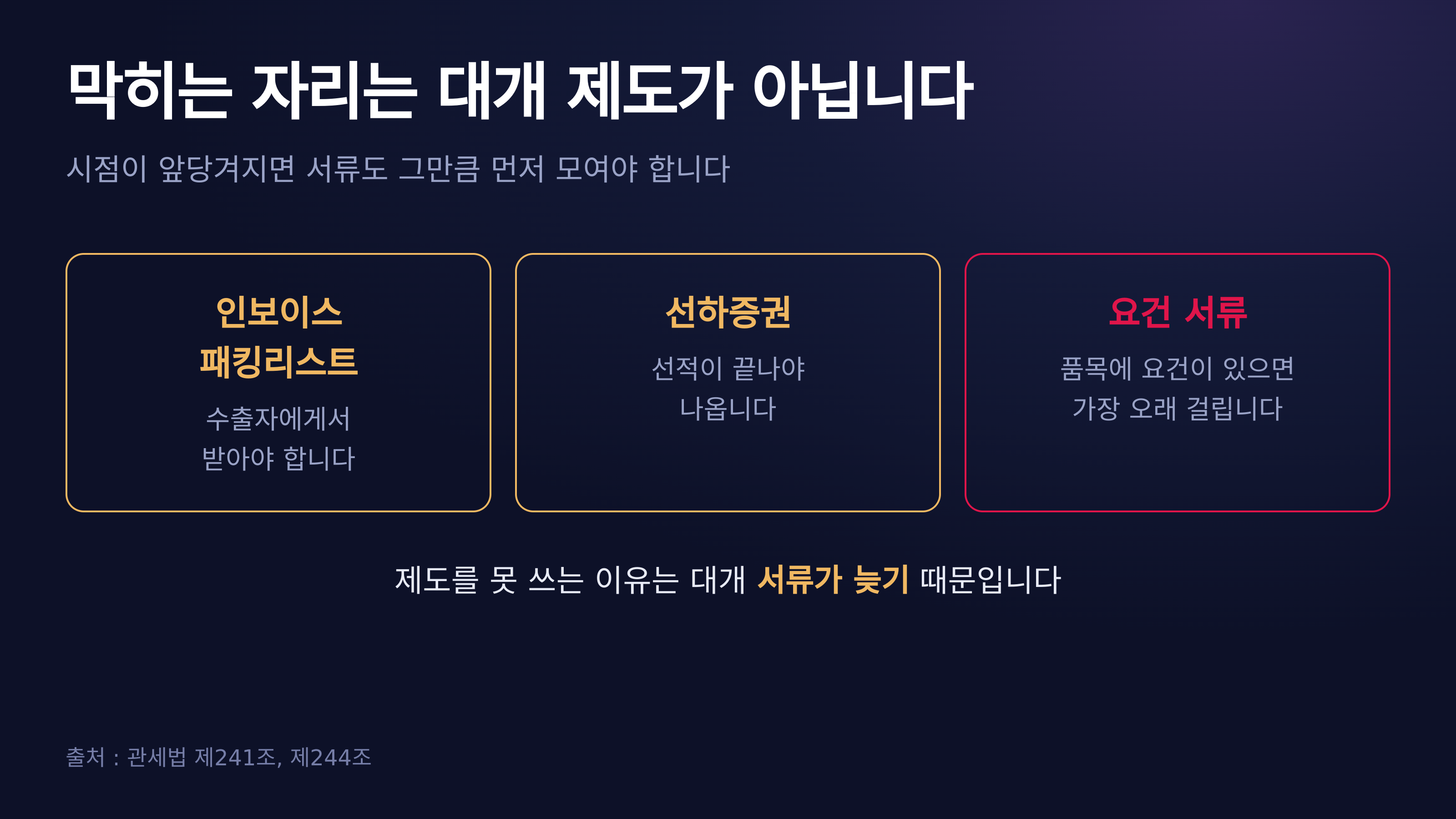 막히는 자리는 대개 서류입니다