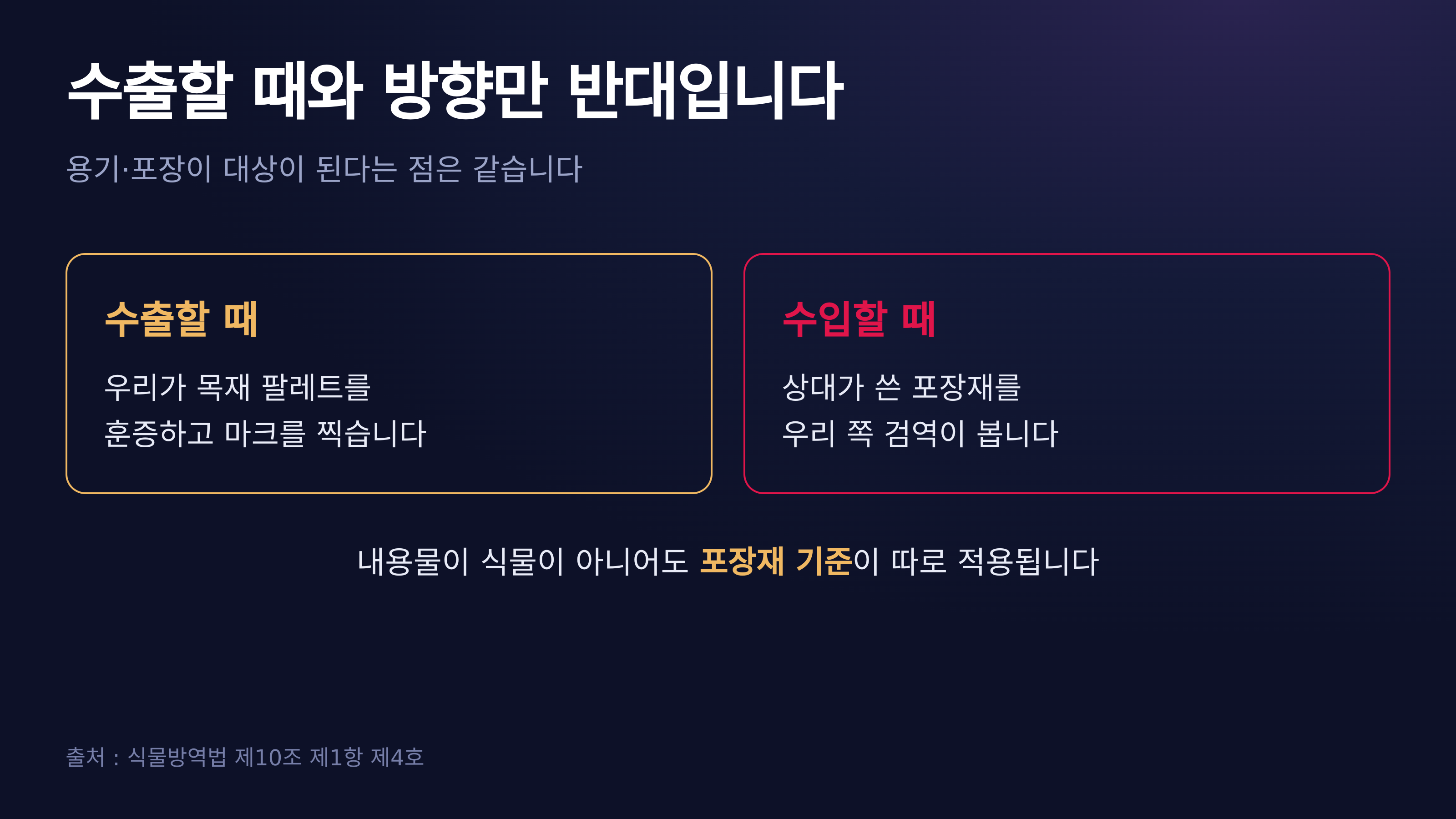 수출할 때와 방향만 반대입니다