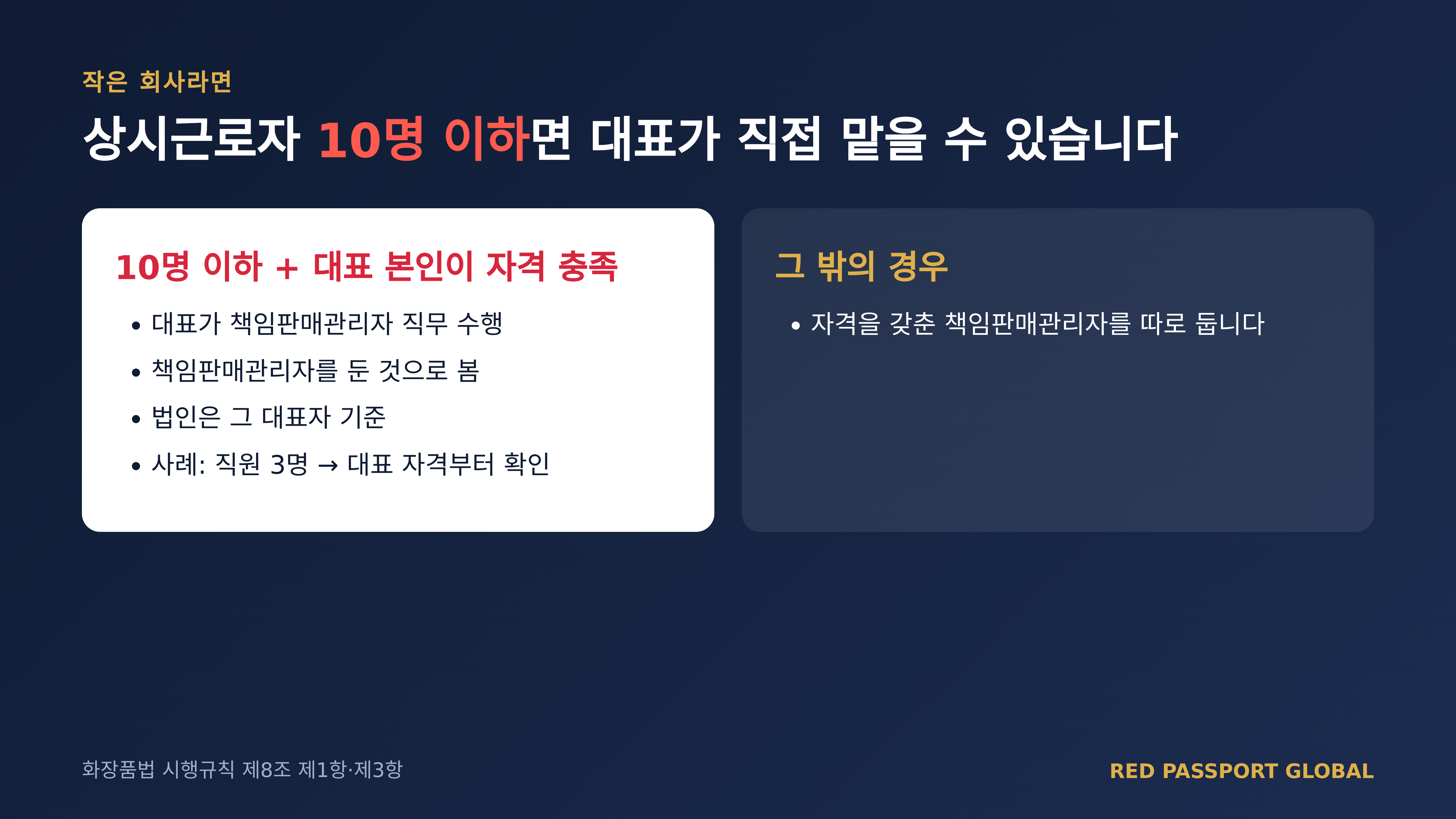 상시근로자 10명 이하 대표 겸직 — 화장품법 시행규칙 제8조 제3항