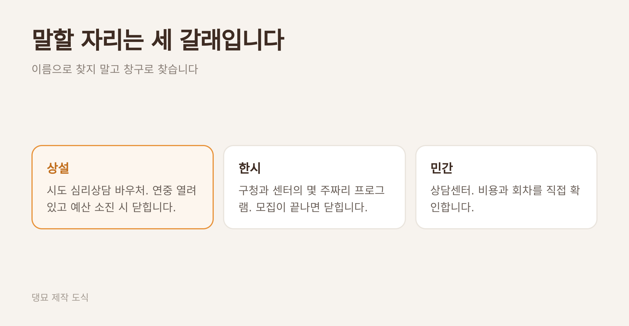 말할 자리가 갈리는 세 갈래. 댕묘 제작 도식