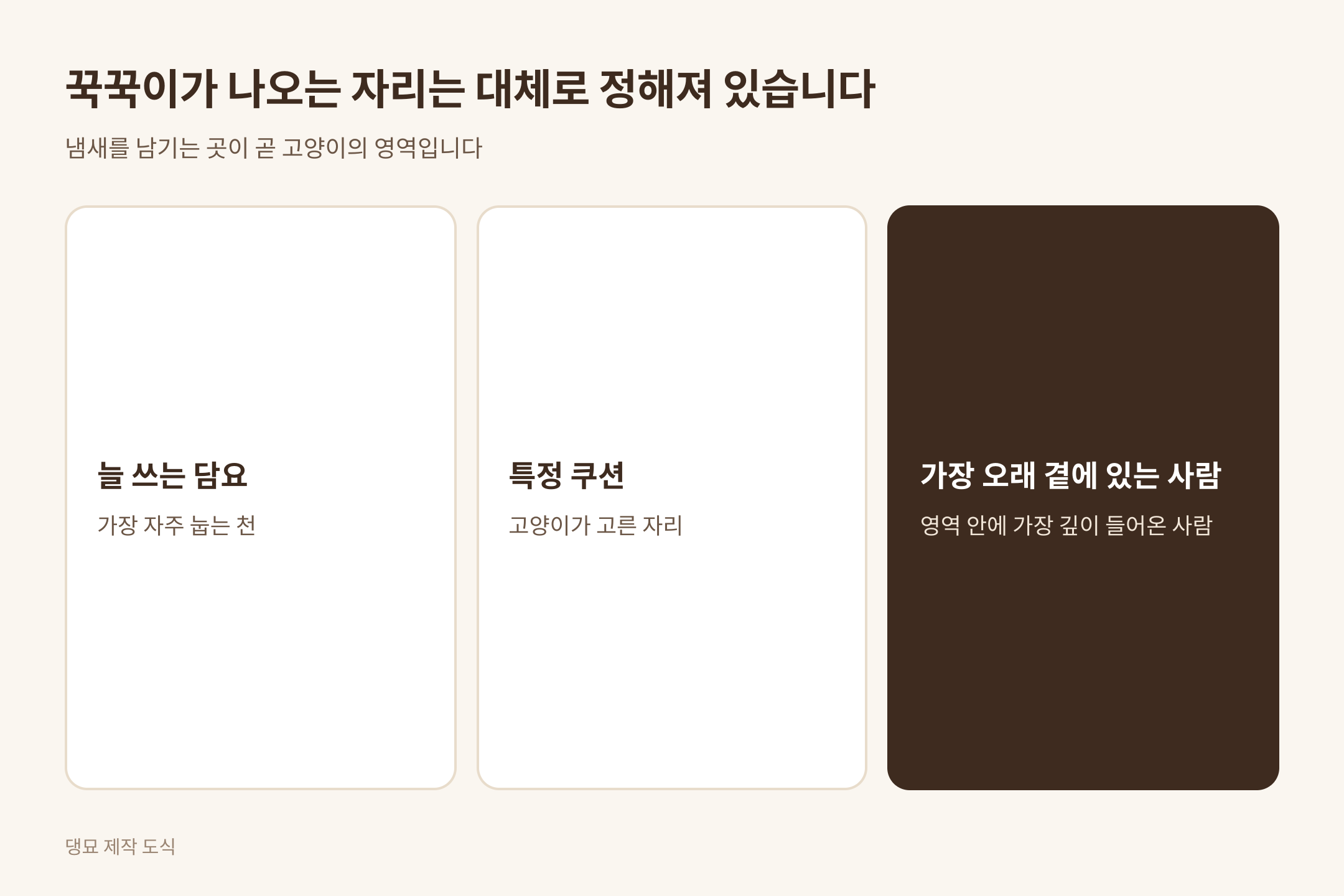 꾹꾹이가 자주 나오는 자리 세 곳, 댕묘 제작 도식