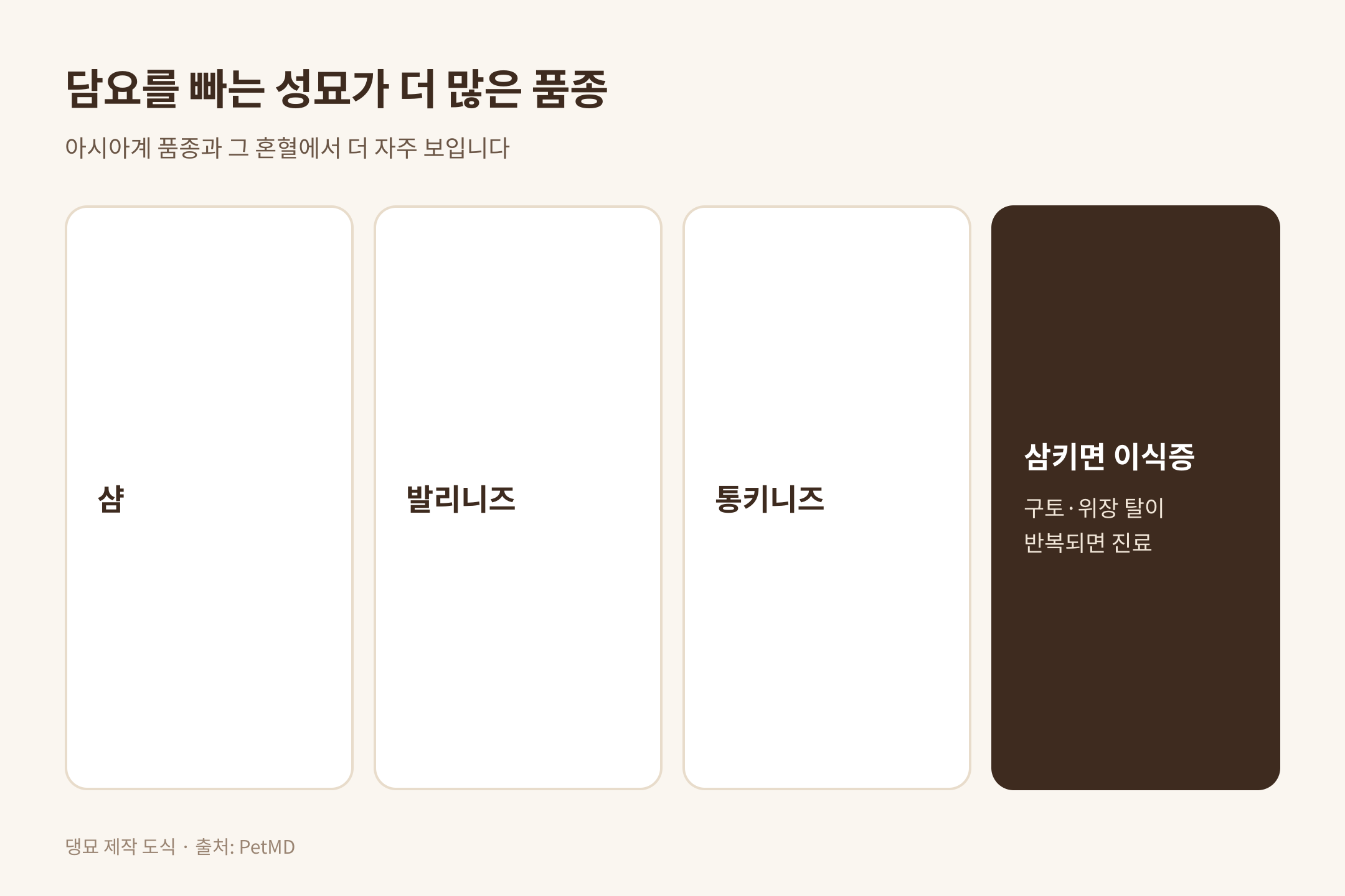 성묘 석킹이 더 많이 보이는 품종, 출처 PetMD