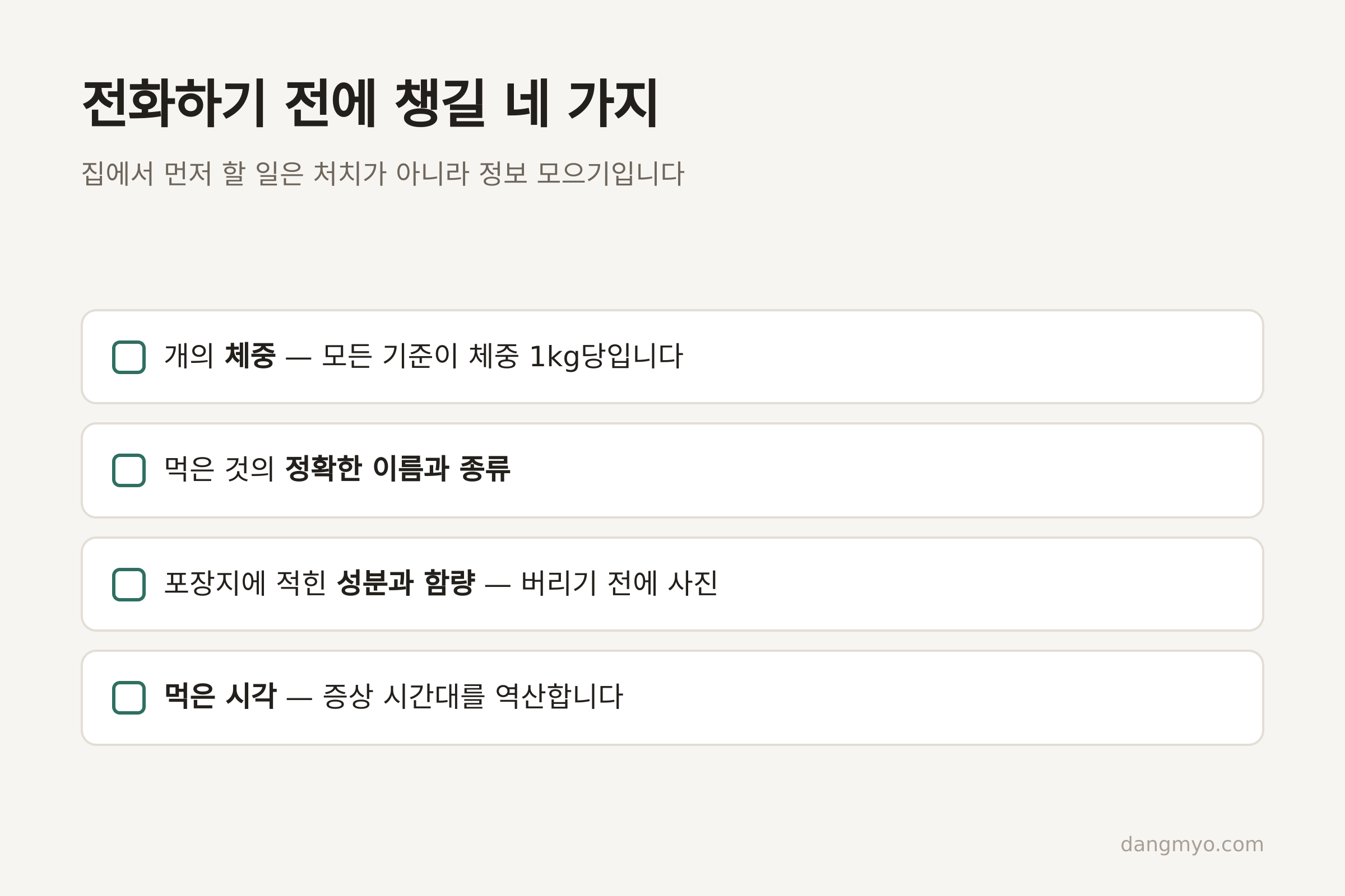 전화하기 전에 챙길 네 가지 (댕묘 제작)