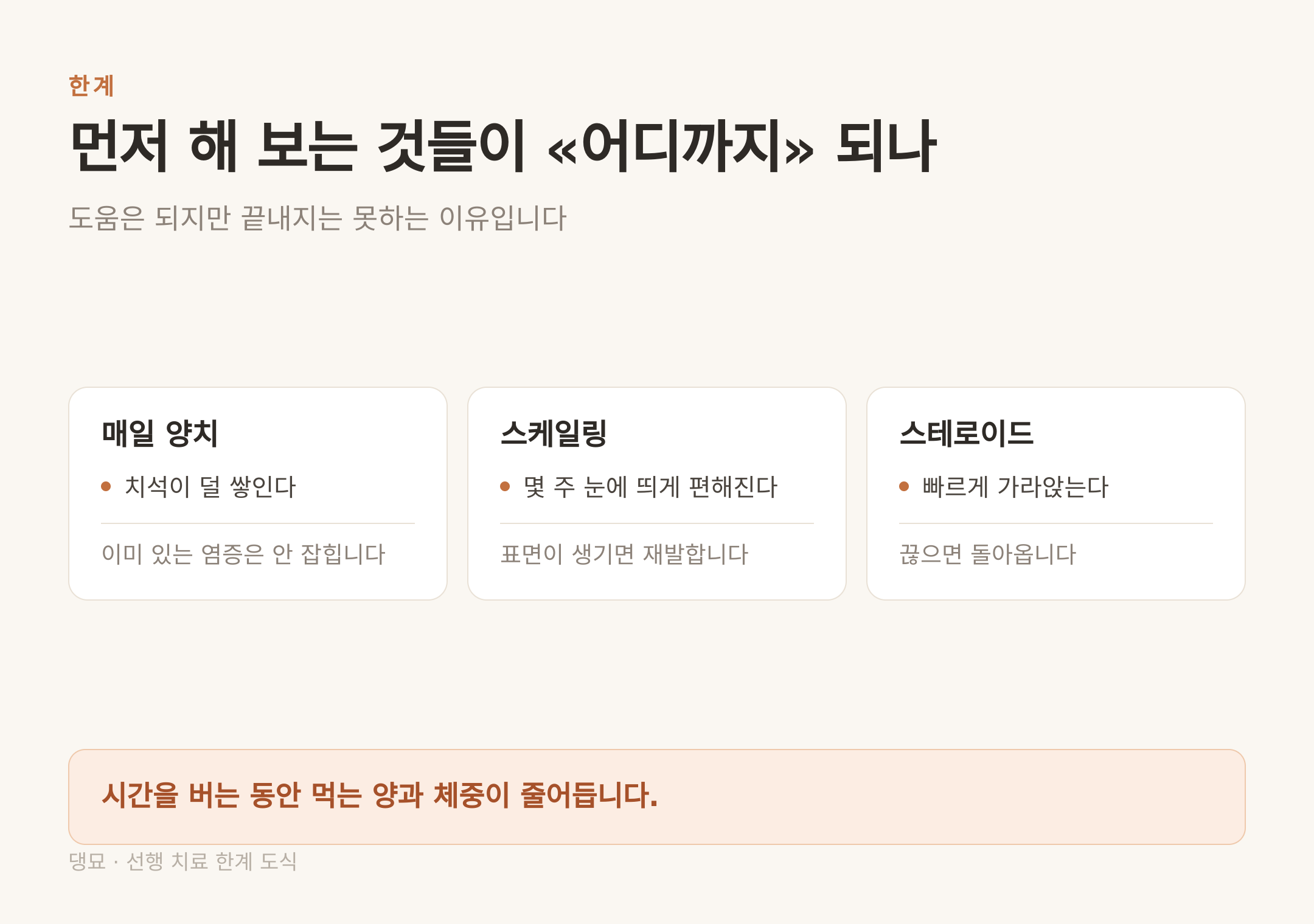 먼저 시도하는 세 가지와 각각의 한계