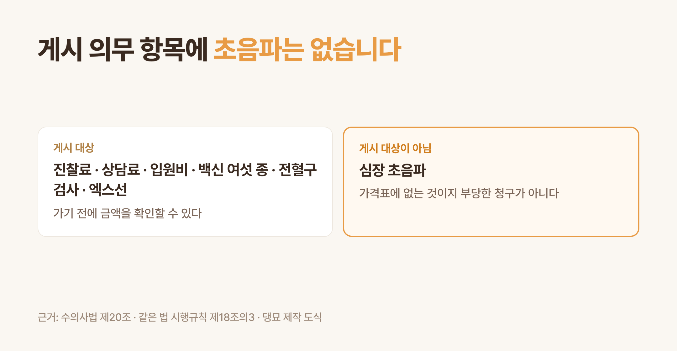 게시 의무 항목에 엑스선은 있고 심장 초음파는 없다 (댕묘 제작 도식)