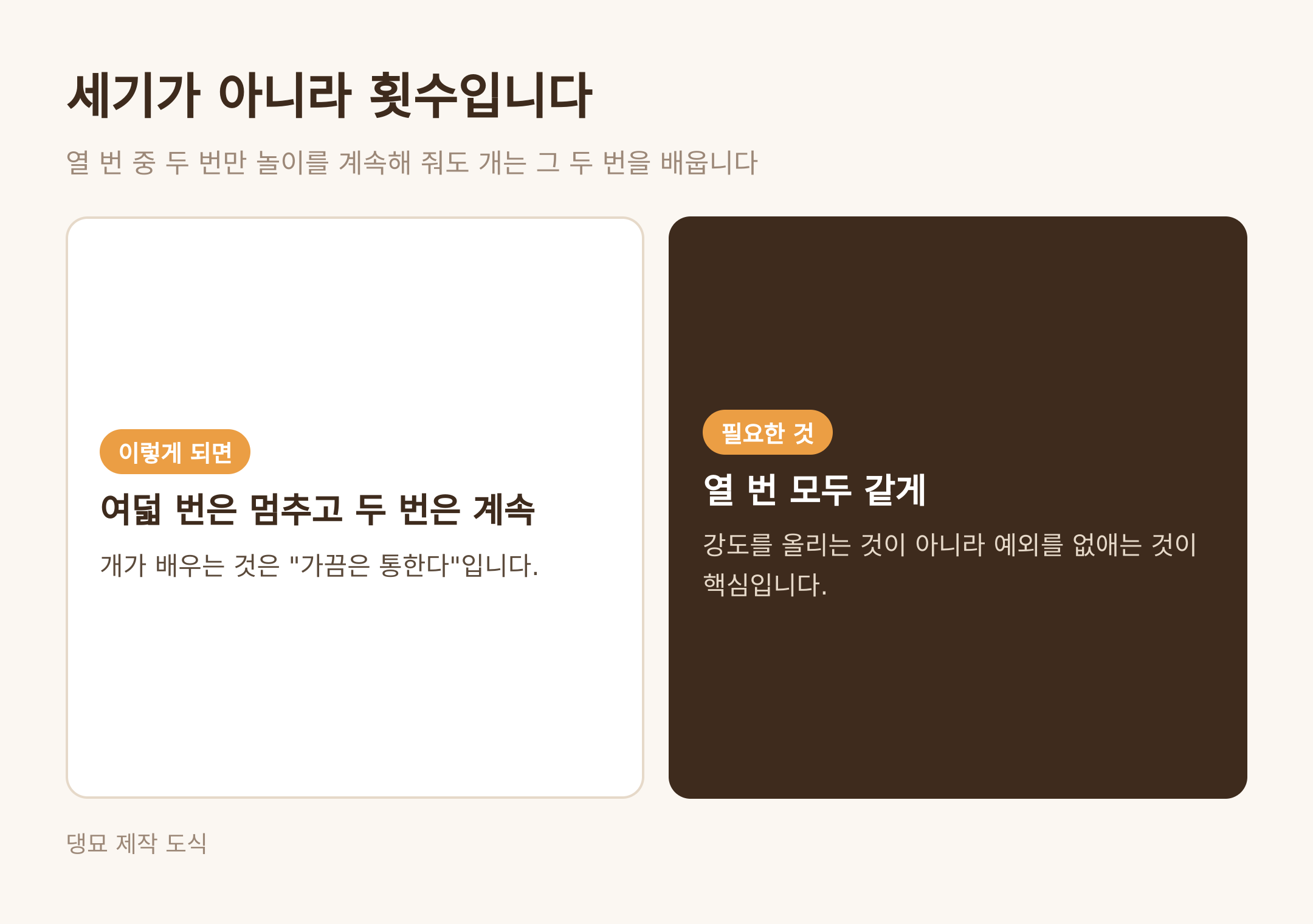 강도가 아니라 예외를 없애는 것 · 댕묘 제작 도식