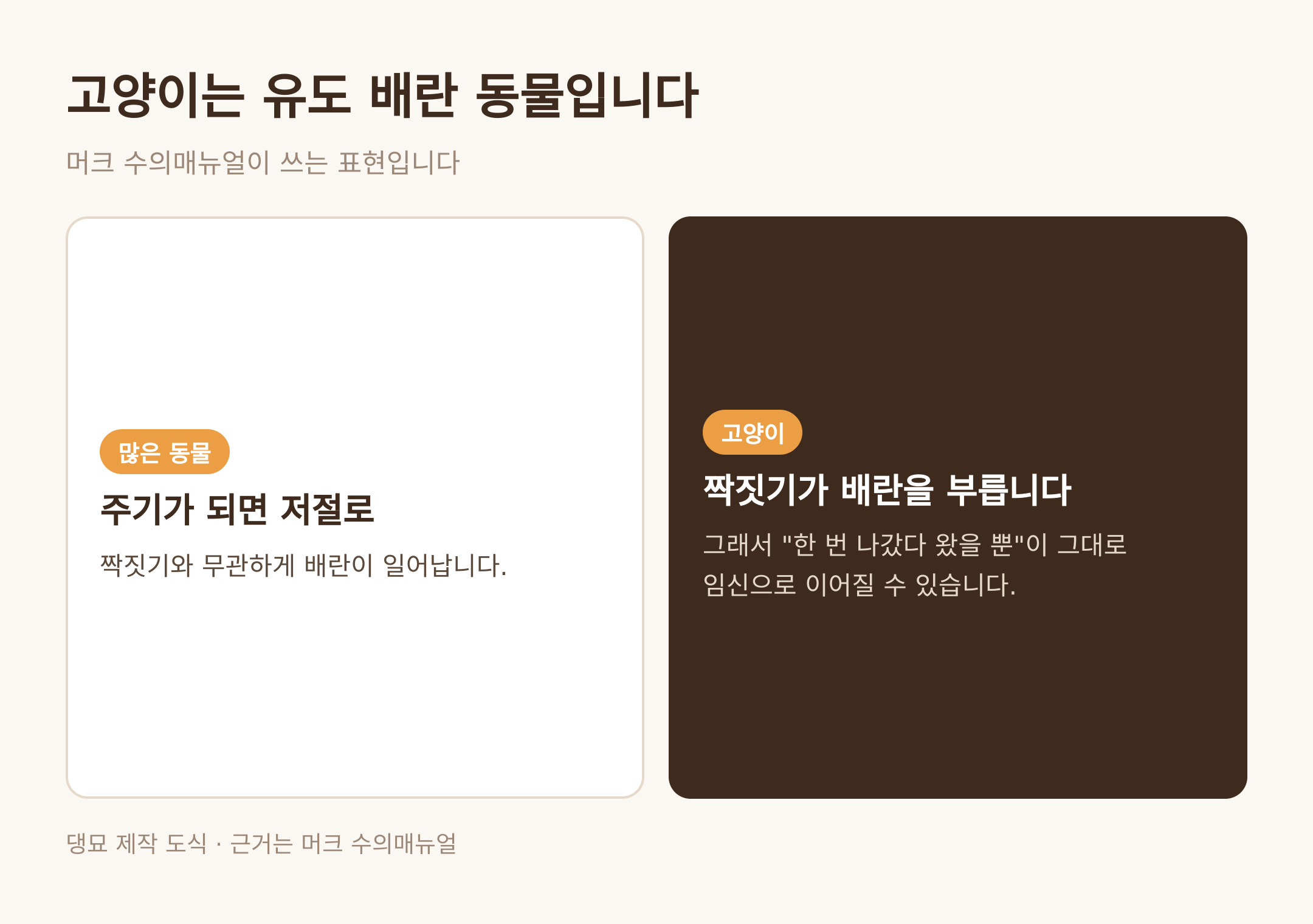 고양이는 유도 배란 동물이다 · 댕묘 제작 도식 · 근거는 머크 수의매뉴얼