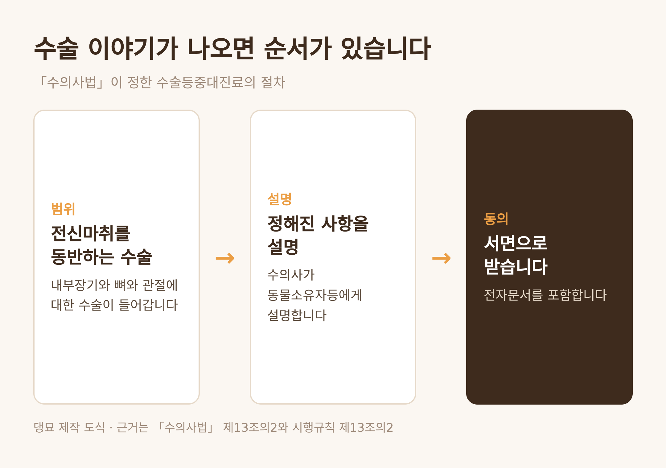 수술등중대진료의 절차 · 댕묘 제작 도식 · 근거는 수의사법 제13조의2와 시행규칙 제13조의2