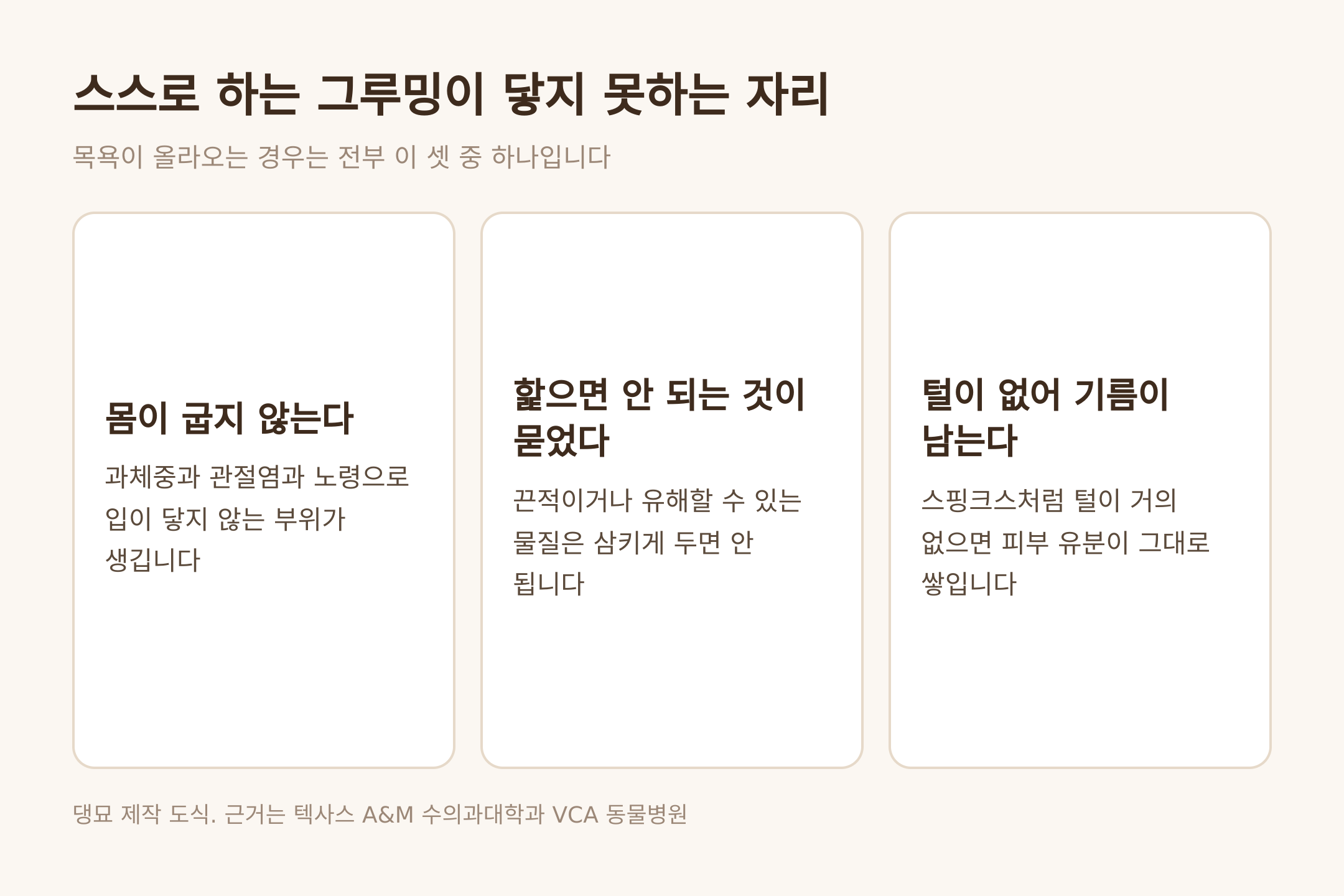 스스로 하는 그루밍이 닿지 못하는 자리