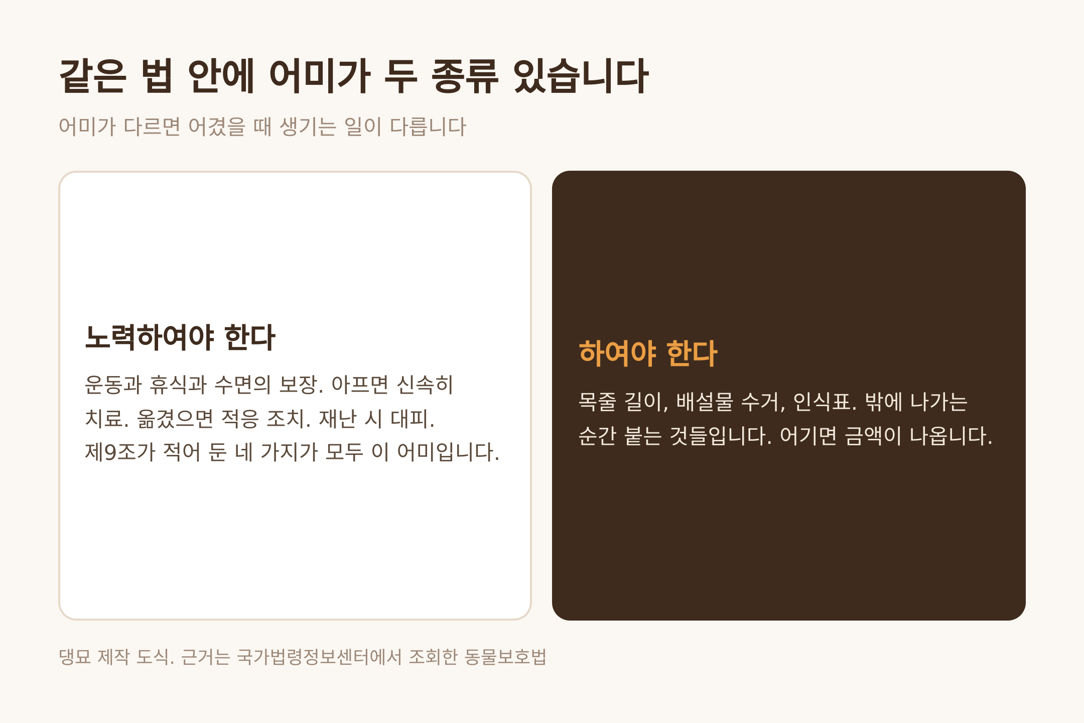 같은 법 안에 어미가 두 종류