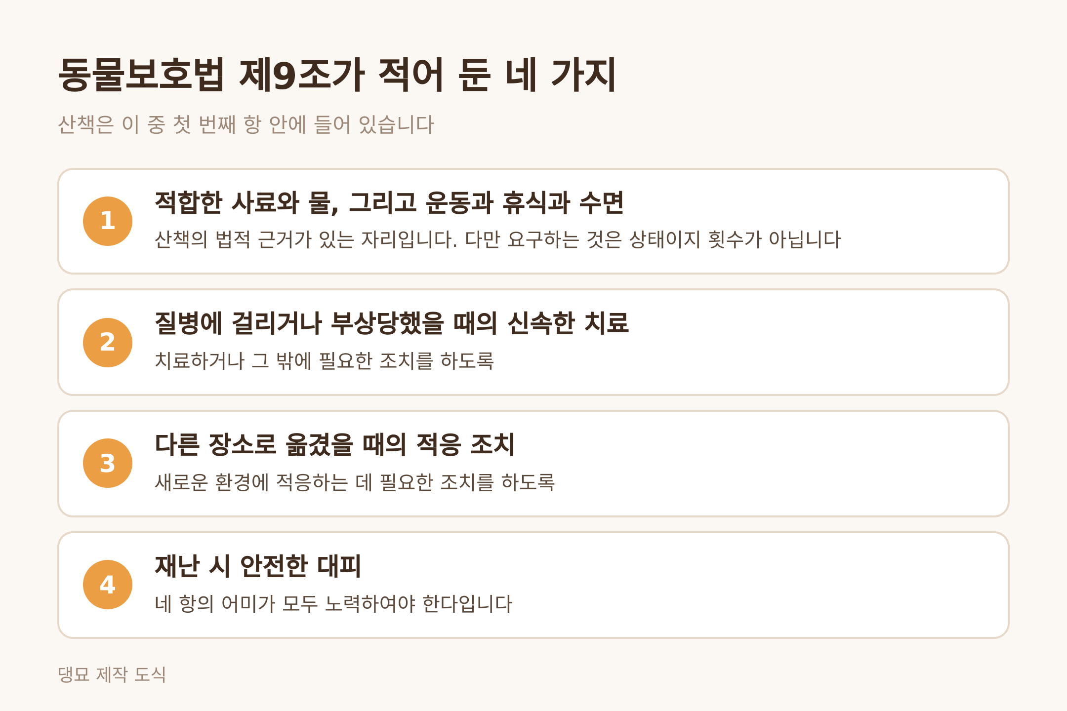 동물보호법 제9조가 적어 둔 네 가지