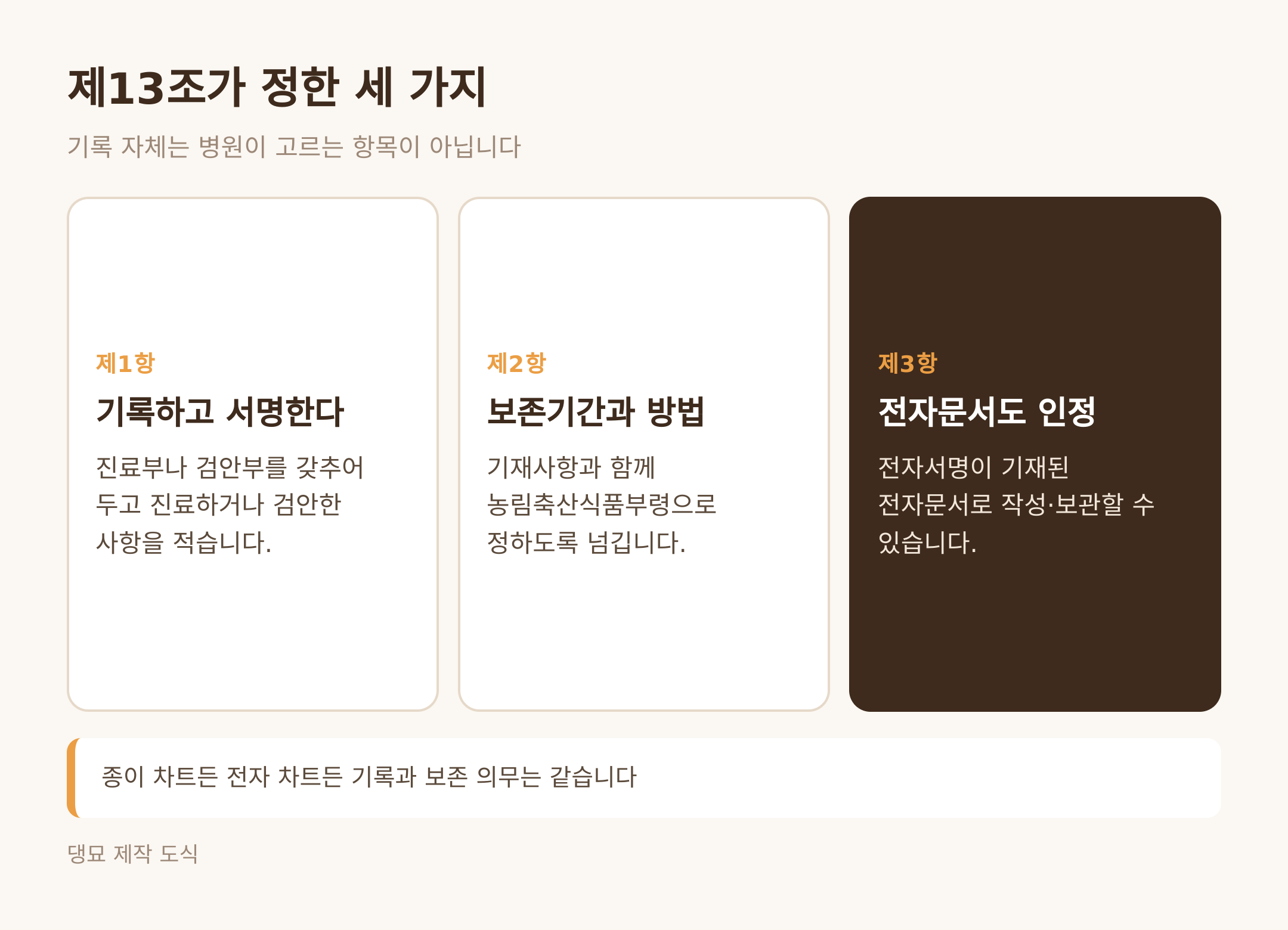 수의사법 제13조가 정한 세 가지 (댕묘 제작 도식)