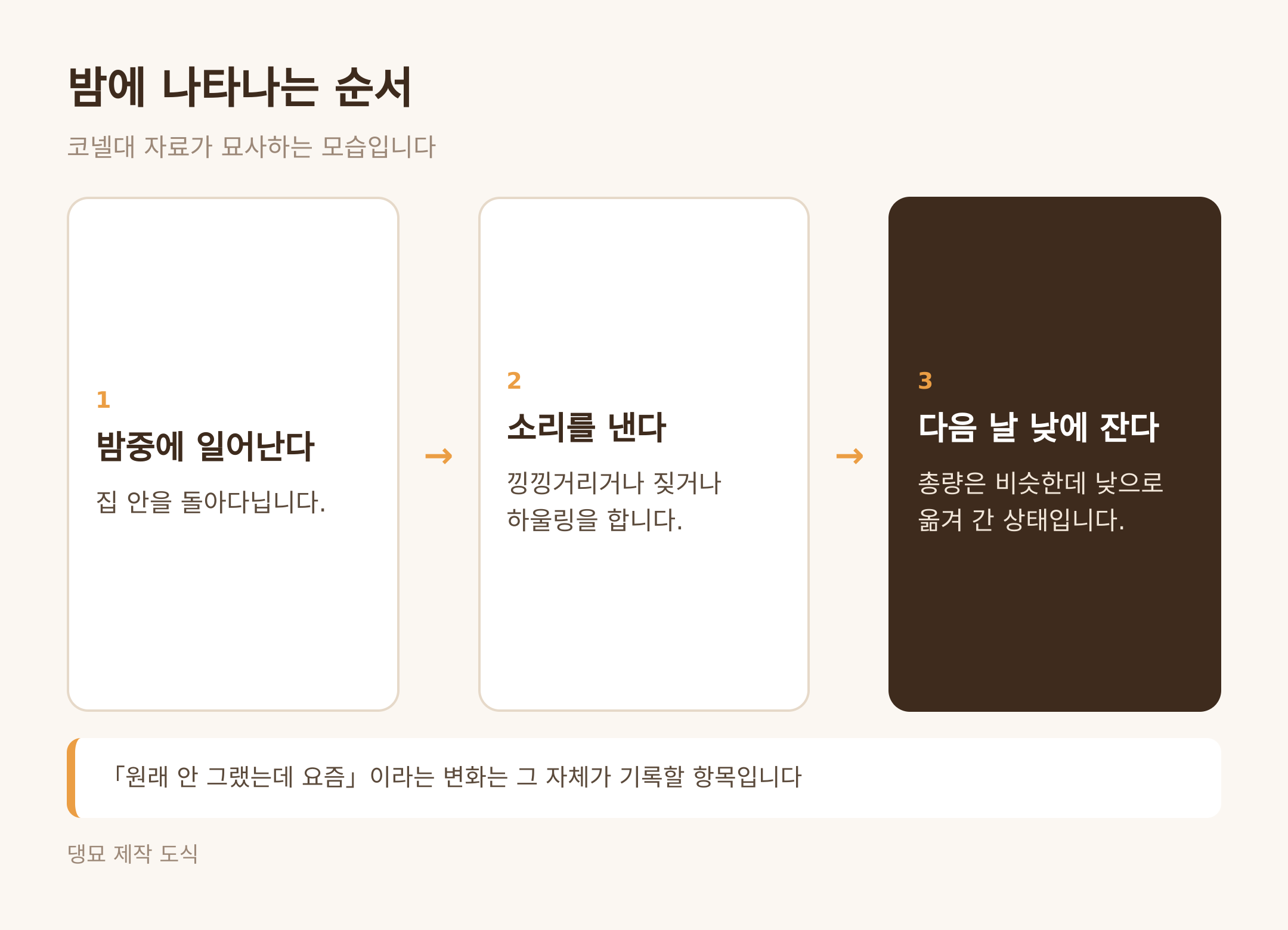 밤에 나타나는 순서 (댕묘 제작 도식)