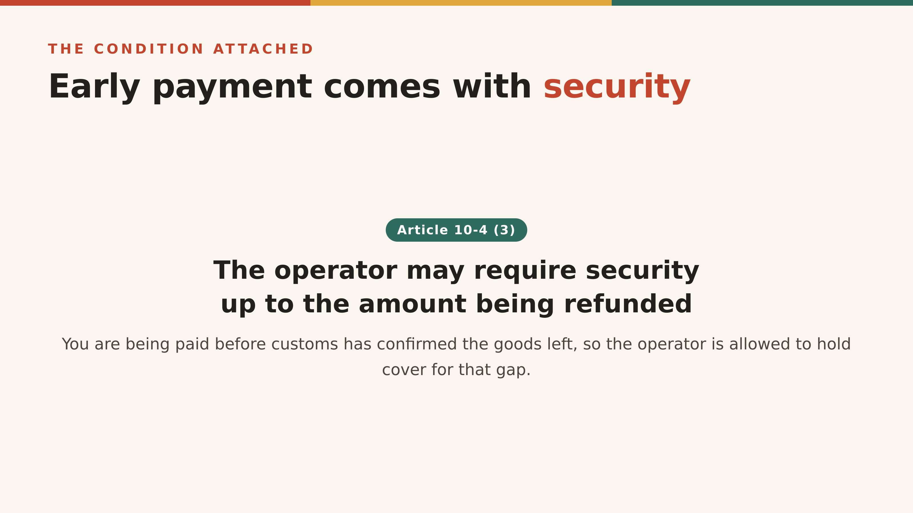 Why early payment can come with a security requirement
