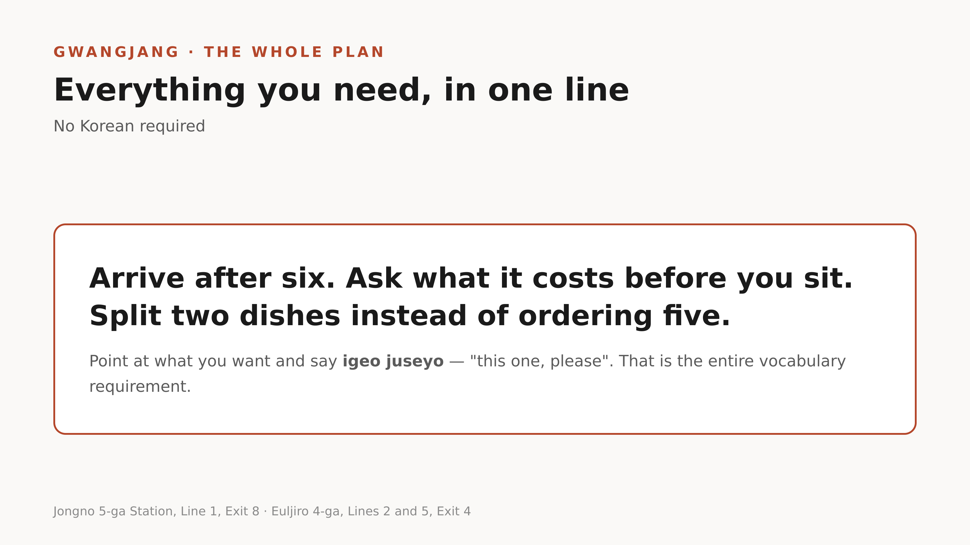 The entire plan, in one line.
