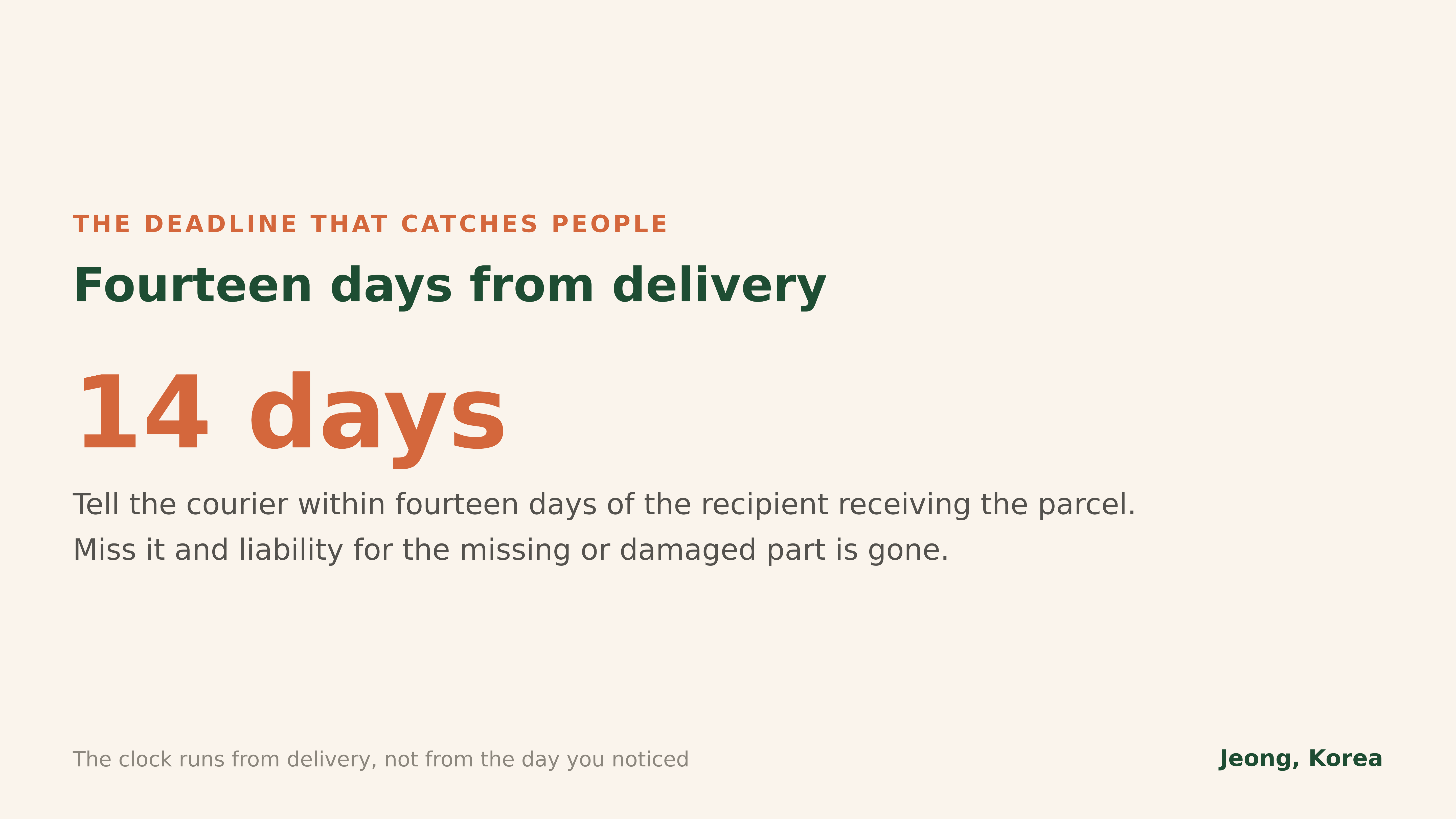 Fourteen days from delivery to notify the courier