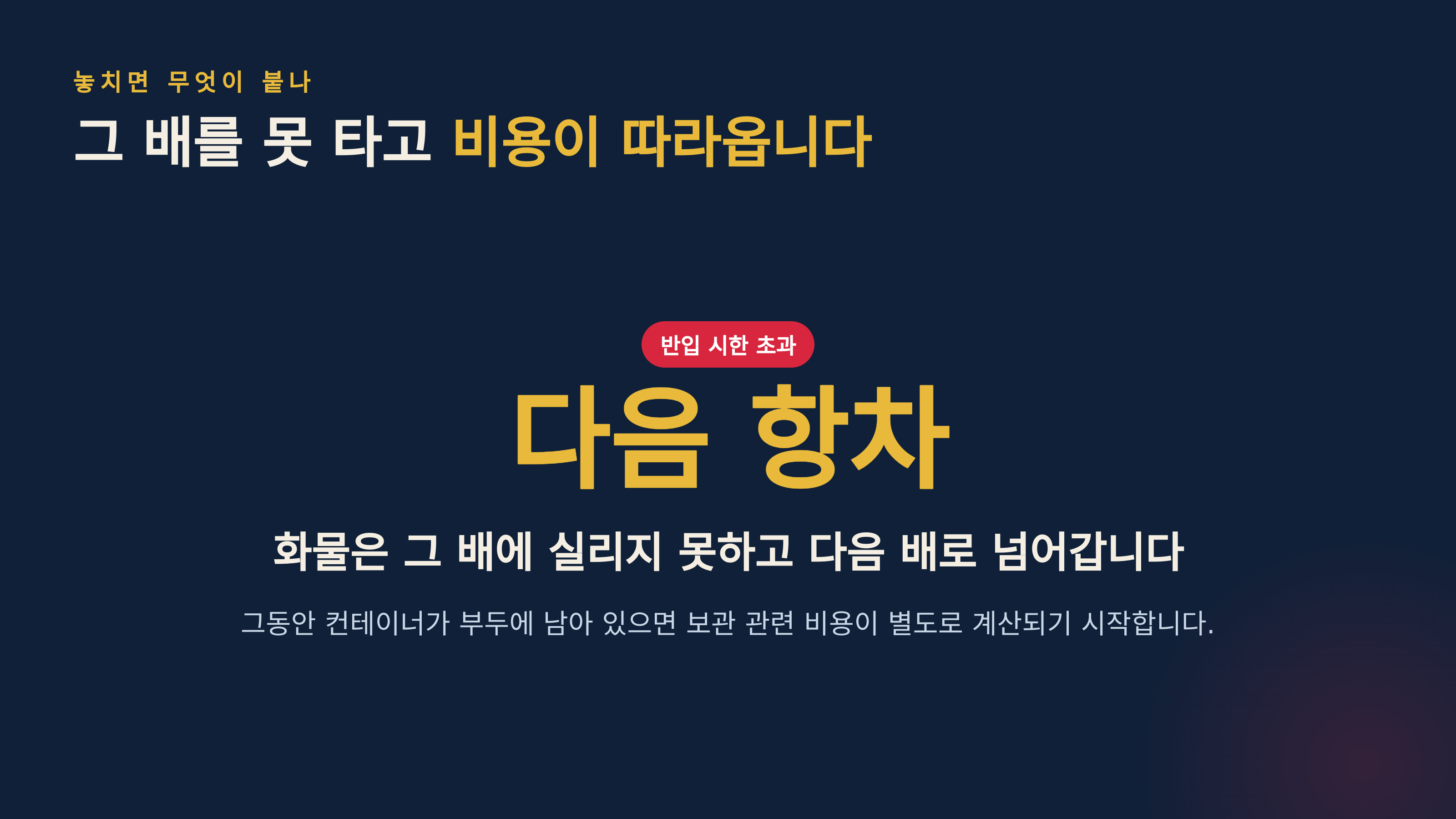 반입 시한을 놓치면 따라오는 것