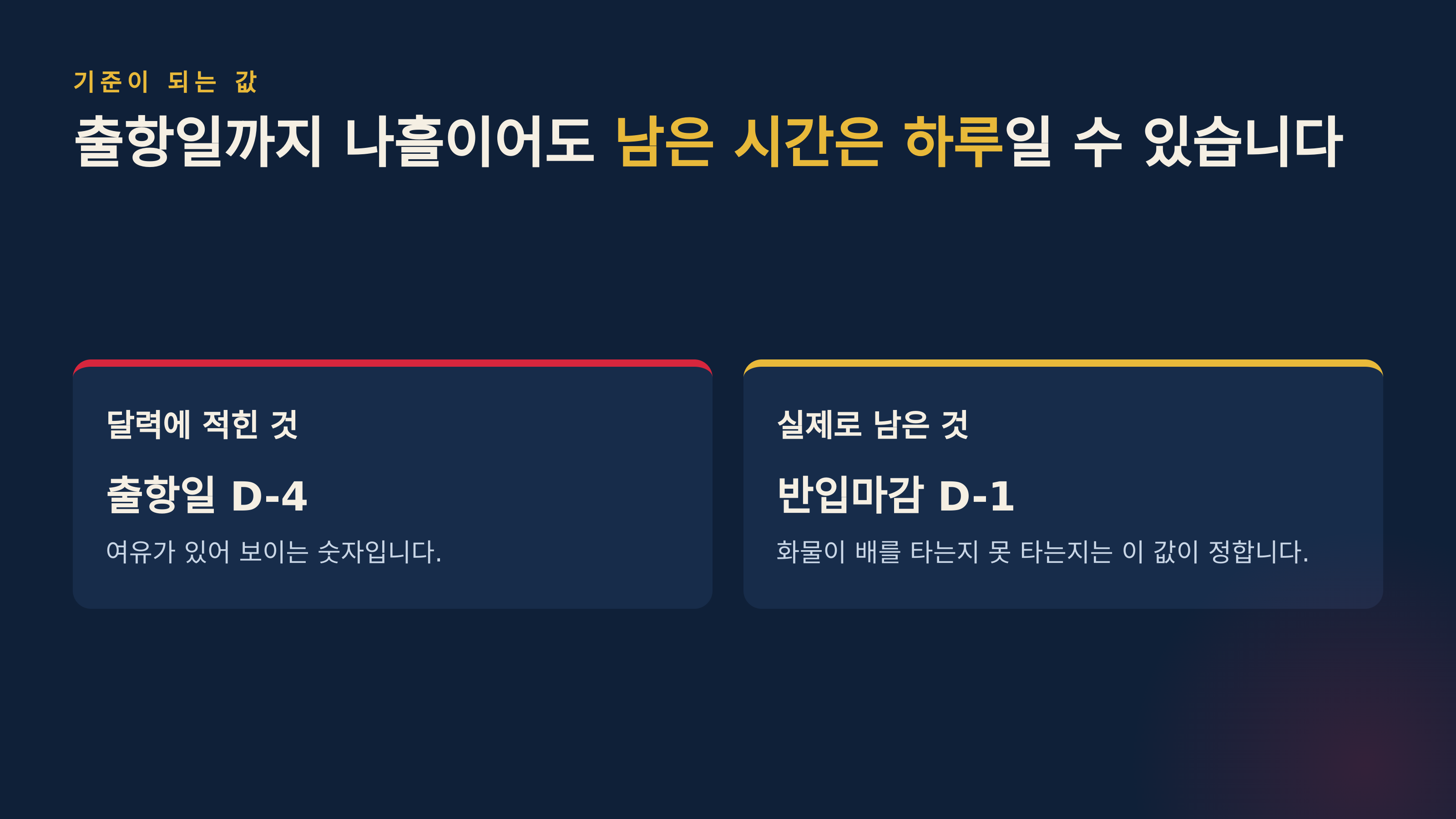 달력에 적힌 숫자와 실제로 남은 시간은 다릅니다