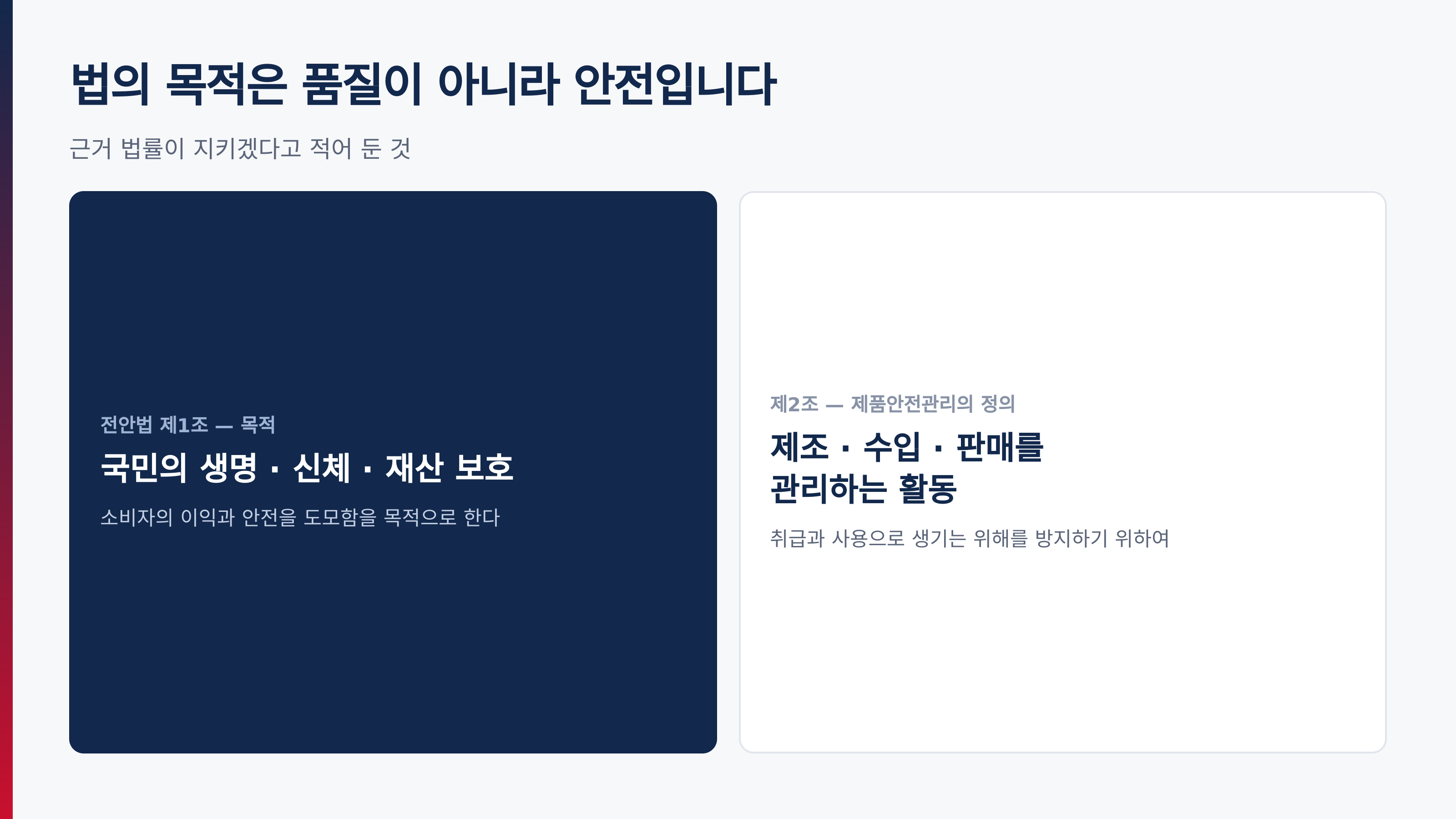 근거 법률이 지키겠다고 적어 둔 것 — 생명·신체·재산