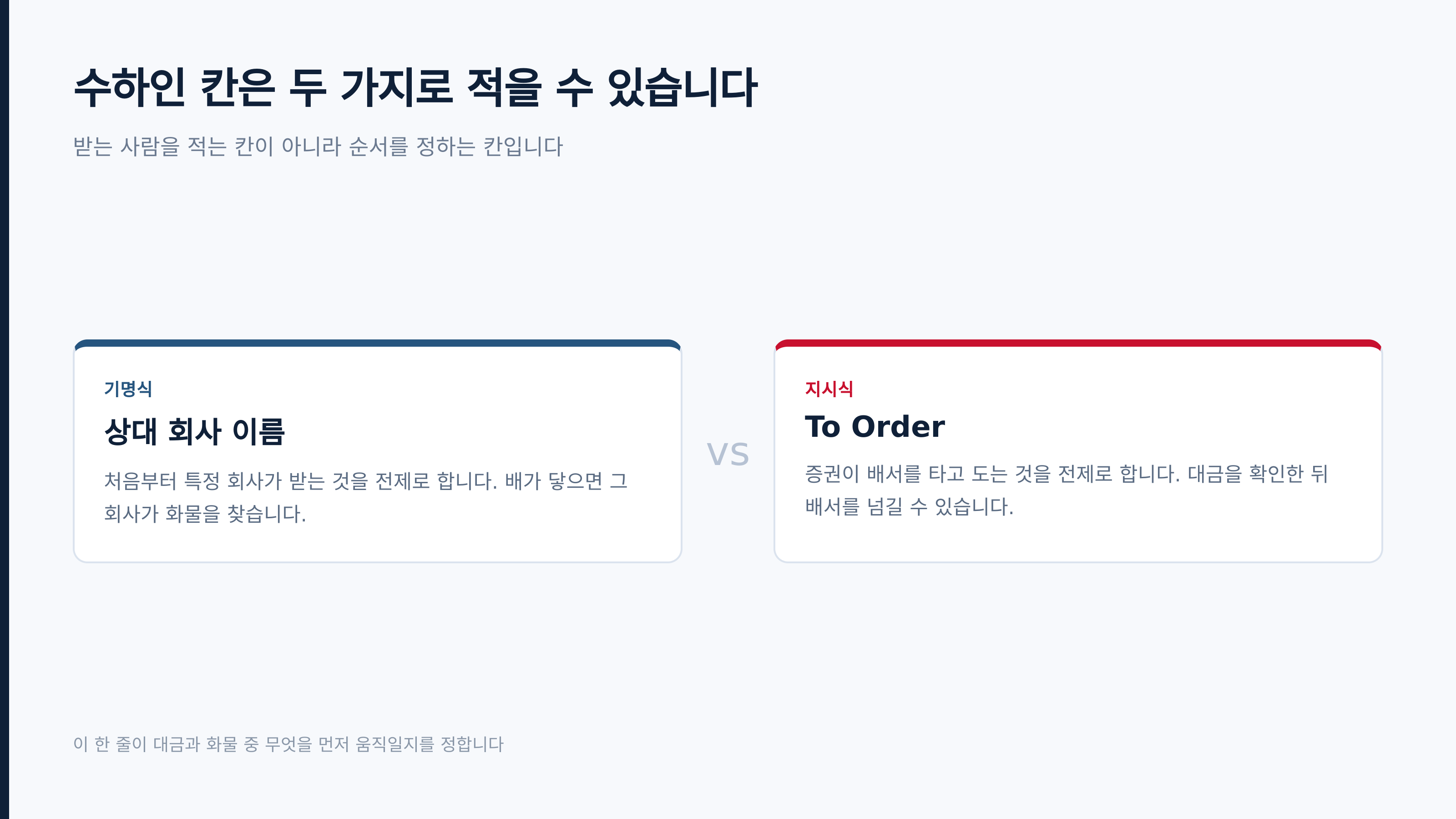 기명식과 지시식은 전제가 다릅니다