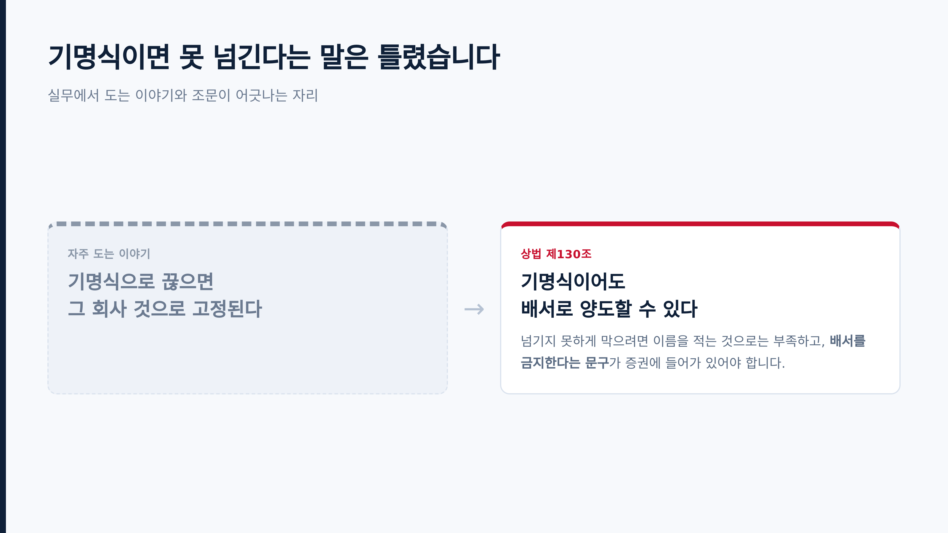 실무에서 도는 이야기와 조문이 어긋나는 자리 (제130조)