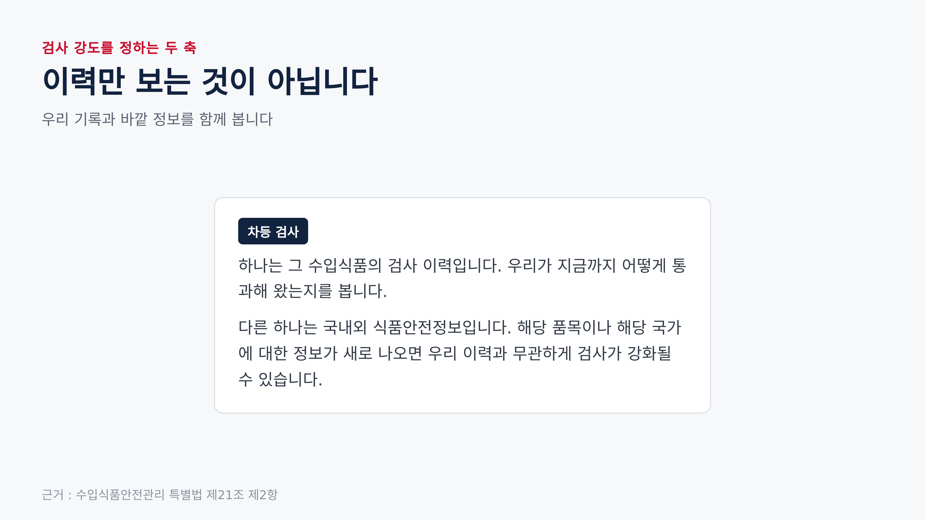 검사 강도를 정하는 두 축 (근거 : 특별법 제21조 제2항)