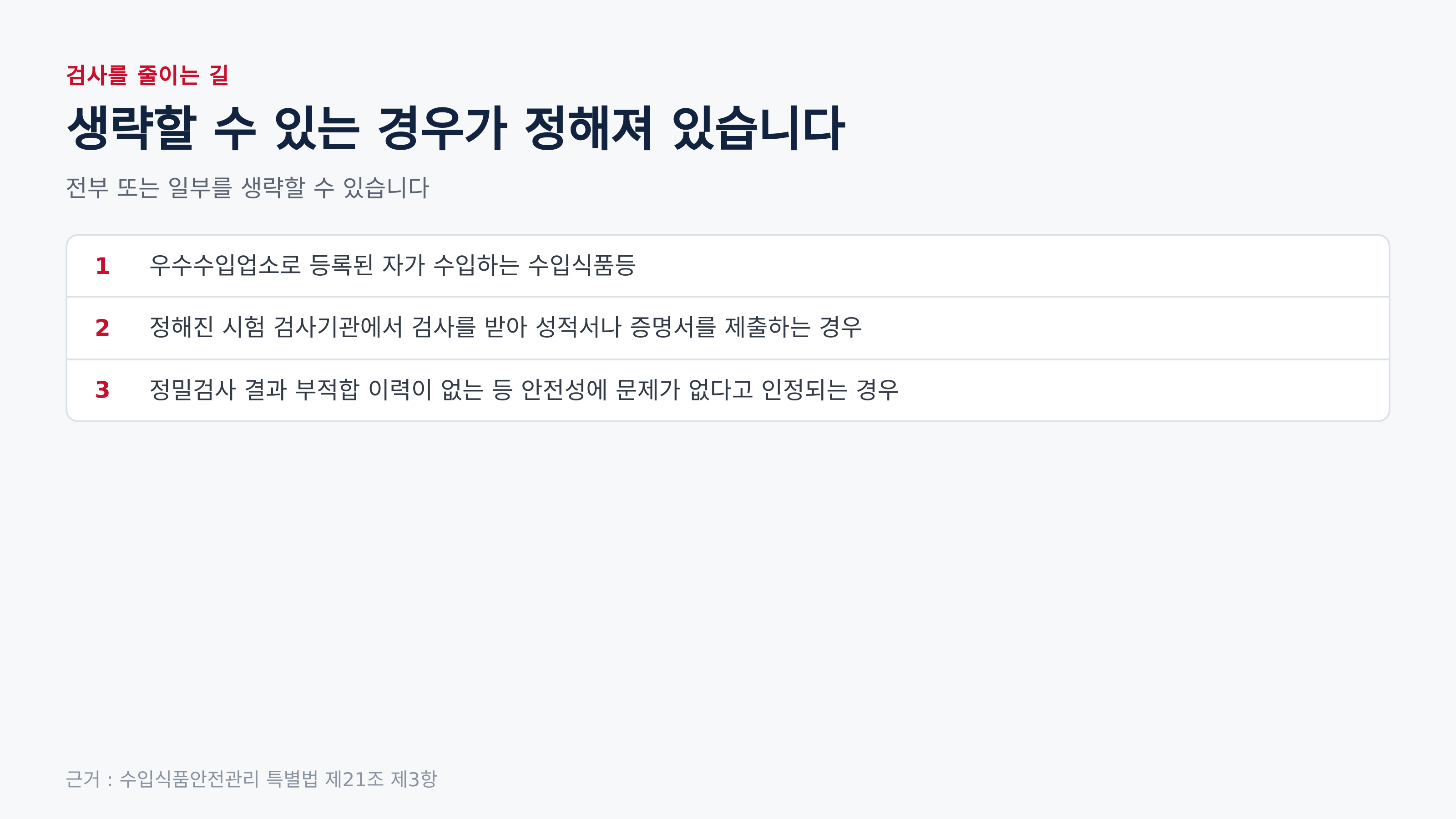 검사를 생략할 수 있는 경우 (근거 : 특별법 제21조 제3항)